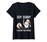 Donna Sushi Divertente papà Scherzo Soia Scusa Foodie Umorismo Maglietta con Collo a V