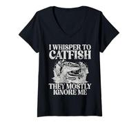 Donna Sussurro al Pesce Gatto Mi ignorano principalmente Pesce Gatto Maglietta con Collo a V
