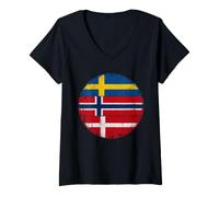 Donna Svezia Norvegia Danimarca Scandinavia Maglietta con Collo a V