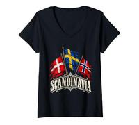 Donna Svezia Norvegia Danimarca Scandinavia Maglietta con Collo a V
