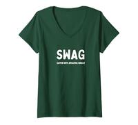 Donna Swag Salvato con Incredibile acronimo Cristiano Faith Graphi Maglietta con Collo a V