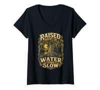 Donna Swamp Raised Where The Water Runs Slow Maglietta con Collo a V