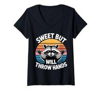 Donna Sweet But Will Throw Hands Attitude Personality Sassy - Maglietta con Collo a V