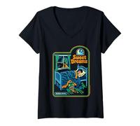 Donna Sweet Dreams Monster Sarcastic Retro Funny Adult Humor Maglietta con Collo a V