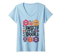 Donna Sweet Little Spook Halloween Boho Vibes Maglietta con Collo a V