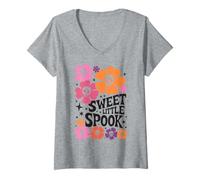 Donna Sweet Little Spook Halloween Boho Vibes Maglietta con Collo a V