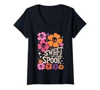 Donna Sweet Little Spook Halloween Boho Vibes Maglietta con Collo a V