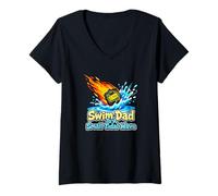 Donna Swim Dad To A Small Tidal Wave Swimming Istruttore Maglietta con Collo a V