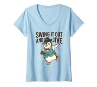 Donna Swing It out e Jive Lover Vibes Dancing Penguin Dance Club Maglietta con Collo a V