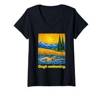 Donna Swirling Art Swimmer Open Water Freestyle Maglietta con Collo a V