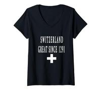 Donna Switzerland Great Since 1291 - National Pride Maglietta con Collo a V