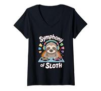 Donna Symphony of Sloth Dj, Bradipo Maglietta con Collo a V