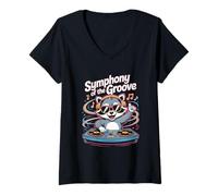 Donna Symphony Of The Groove Dj Animale Maglietta con Collo a V