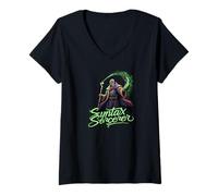 Donna Syntax Sorcerer Coding Wizard Funny Programmer Maglietta con Collo a V