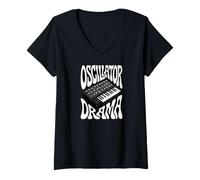 Donna Synthesizer Oscillator Drama Retro Analog Keyboard Synth Maglietta con Collo a V