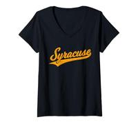 Donna Syracuse New York Varsity Script, maglia sportiva classica Maglietta con Collo a V