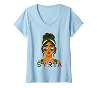 Donna Syrian Girl New Syria Flag Syrian Girlfriend Wife Maglietta con Collo a V