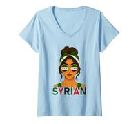 Donna Syrian Girl New Syria Flag Syrian Girlfriend Wife Maglietta con Collo a V