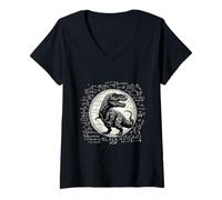 Donna T-Rex Disegno Lavagna Algebra Tyrannosauro per Uomo e Donna Maglietta con Collo a V