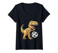 Donna T-Rex Giocare a Pallone da Calcio, Calcio per Bambini Maglietta con Collo a V