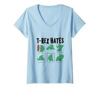 Donna T-Rex Hates Boxing Push-ups Handstands Backstroke Pull-ups Maglietta con Collo a V