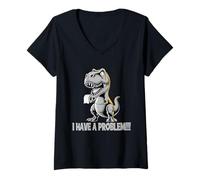 Donna T-Rex Ho Un Problema Dinosaur Fun Maglietta con Collo a V