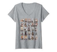 Donna T-Shirt ABC Dog Breeds - Alphabet Dogs Educational Learning Maglietta con Collo a V