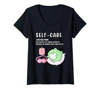 Donna T-shirt alla moda Cottagecore Frog Self-Care Definition Hygge Maglietta con Collo a V