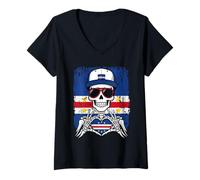 Donna T-Shirt Capo Verde Pride Skeleton Art Maglietta con Collo a V