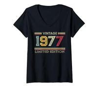 Donna T-shirt compleanno vintage 1977 nato nel 1977 Maglietta con Collo a V