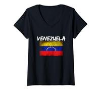 Donna T-shirt con bandiera del Venezuela Maglietta con Collo a V