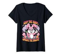 Donna T-shirt con coniglietto pasquale Skip The Hunt - Stoner Rabbit Maglietta con Collo a V