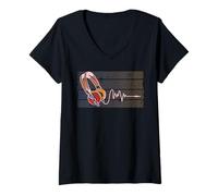 Donna T-Shirt con Cuffie DJ Regalo EDM elettronico Danza Musica Amante Maglietta con Collo a V