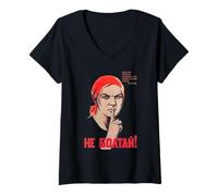 Donna T-Shirt con Stampa Frontale del Poster sovietico dell'URSS Do Not Chatter Maglietta con Collo a V