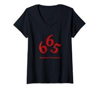 Donna T-Shirt da Uomo con Scritta Neighbor of The Beast 665 Maglietta con Collo a V