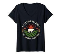 Donna T-shirt Dairy Farmer Pride Udder Humor Country Milk Life Maglietta con Collo a V
