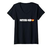 Donna T-shirt de la ciudad de Pontevedra-Marín con la bandiera de Maglietta con Collo a V