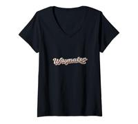 Donna T-Shirt Destressed Waymaker Miracle Worker Light in The Darkness Maglietta con Collo a V