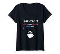 Donna T-Shirt Divertente con Programmazione per Computer Maglietta con Collo a V