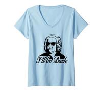 Donna T-Shirt Divertente I'll Be Bach Classical Music Retro Trendy Maglietta con Collo a V