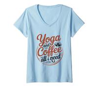 Donna T-Shirt Essential Yoga e caffè Maglietta con Collo a V