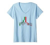 Donna T-Shirt Forex Trading Azioni Mercato Candlesticks Maglietta con Collo a V