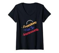 Donna T-shirt Freedom For Venezuela Bandera Bandiera Venezuelana Maglietta con Collo a V