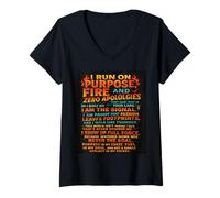 Donna T-shirt I Run on Fire The Unstoppable Energy per Bold Souls! Maglietta con Collo a V