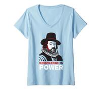 Donna T-Shirt La Conoscenza è Potere - Arte Filosofica Moderna Maglietta con Collo a V