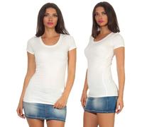 Donna T-Shirt Lungo Camicia Base Elasticizzato Scollo A V Sottile Aderente Sexy