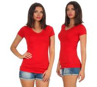 Donna T-Shirt Lungo Camicia Base Elasticizzato Scollo A V Sottile Aderente Sexy