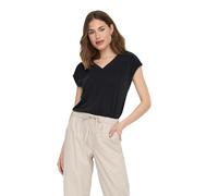 Donna T-Shirt Manica Corta Collo a V Basic, Colore:Nero, Taglia:S