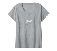 Donna T-Shirt MEND Over Matter T-Shirt Positivo Messaggio Maglietta con Collo a V