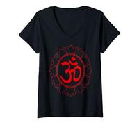 Donna T-shirt OM regalo yoga spirituale mandala Meditazione Maglietta con Collo a V